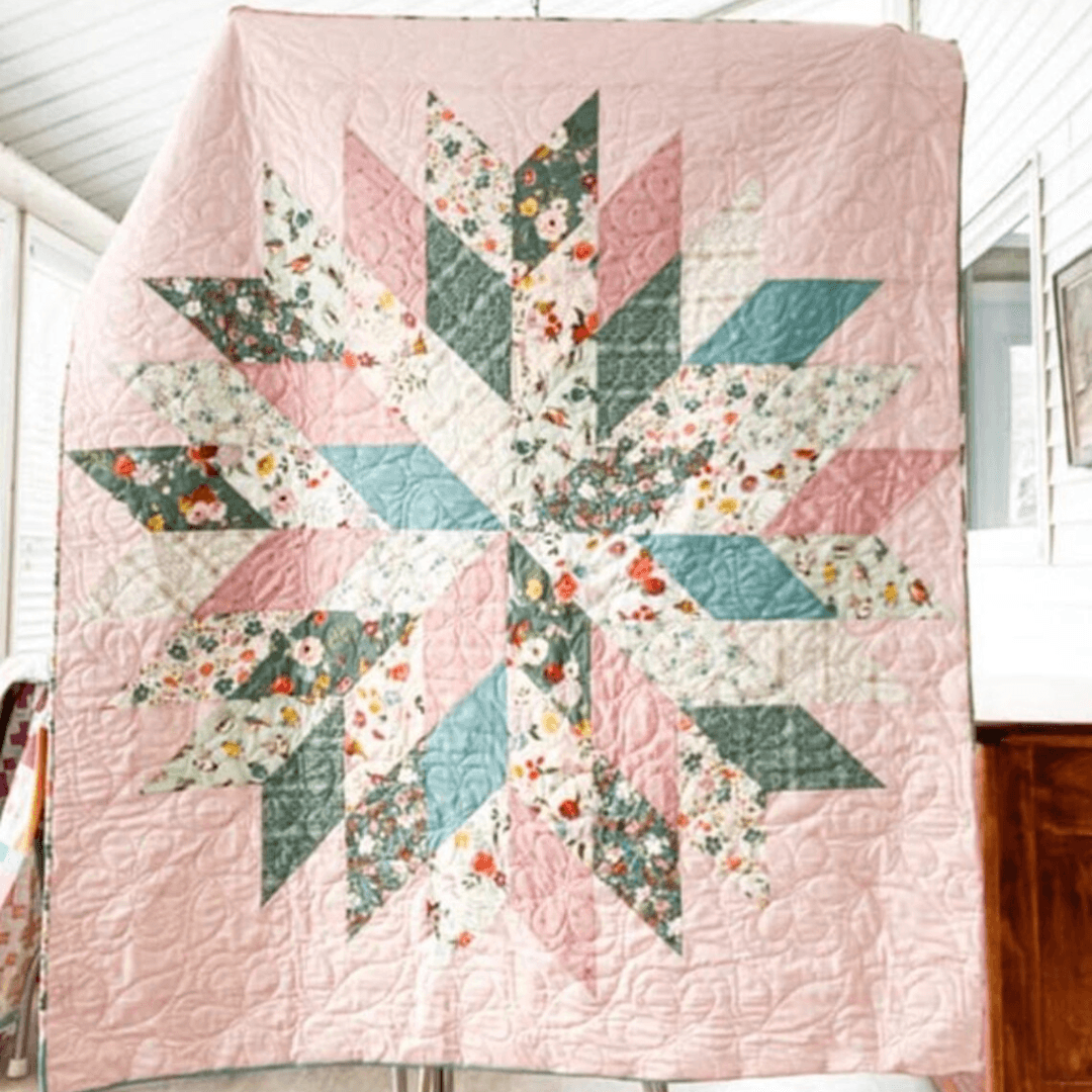 Floral Star Quilt Pattern, Modern Winter Design
