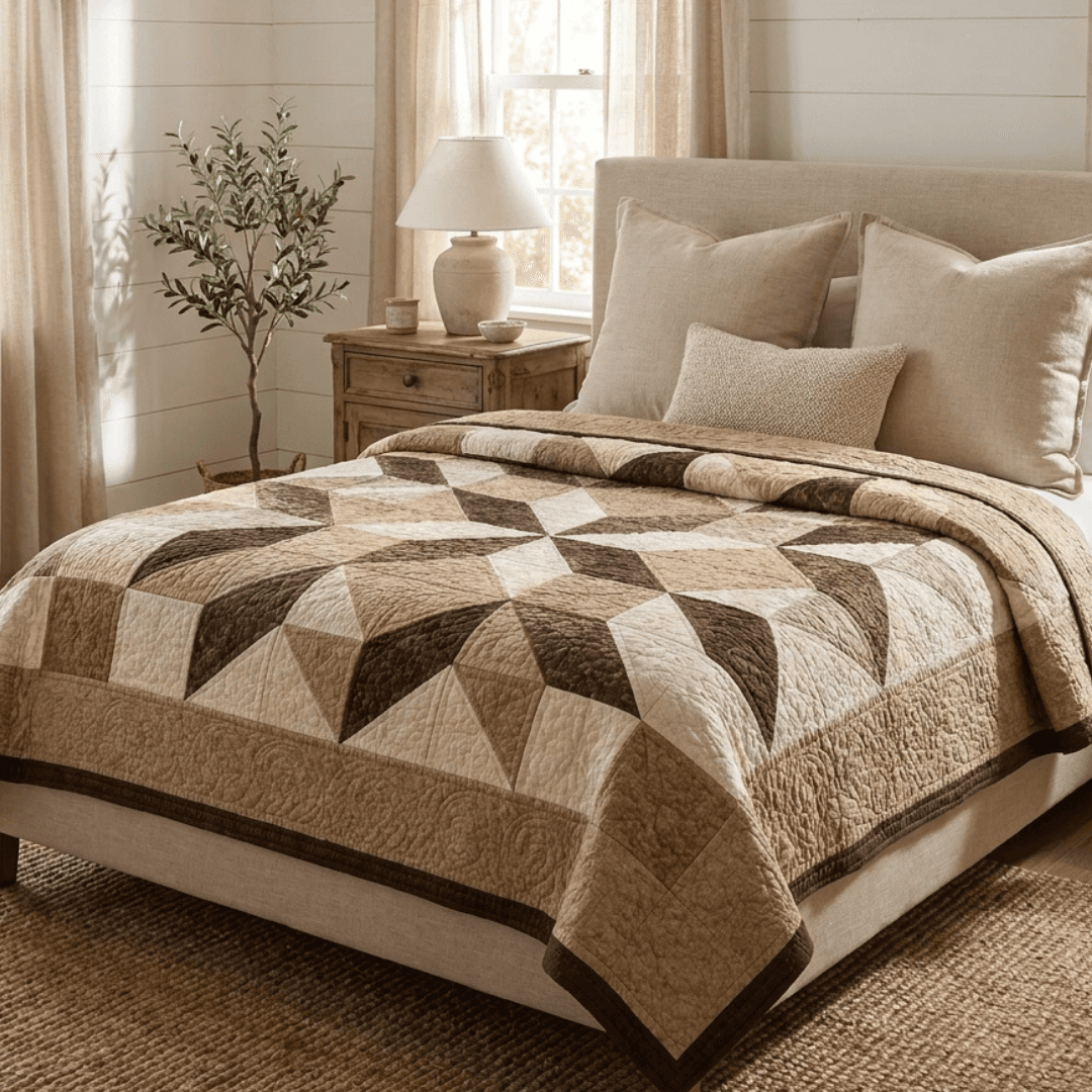 Brown Sugar Star Quilt Pattern PDF, Beginner Friendly